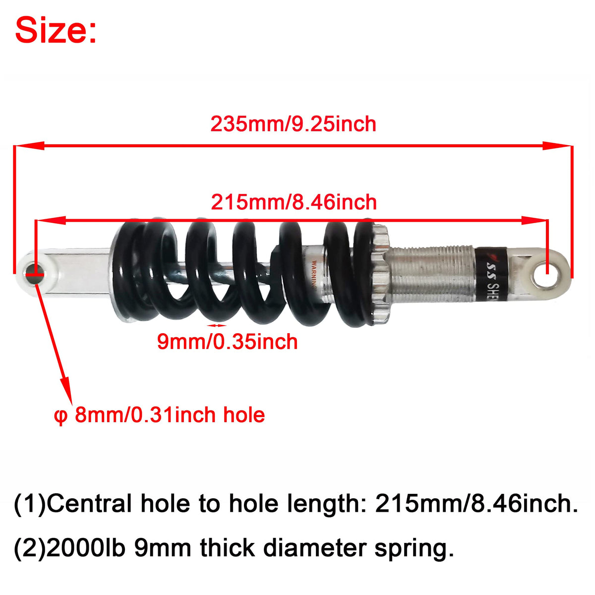 CYDZSW side profile highlighting adjustable preload collar and durable steel body for tuning