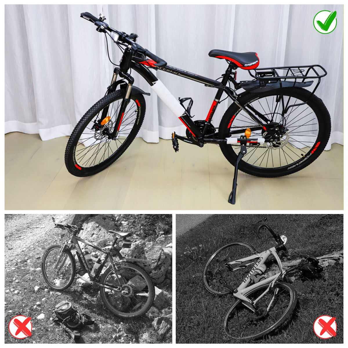 Cyfie kickstand on a commuter bike in a park illustrating everyday convenience