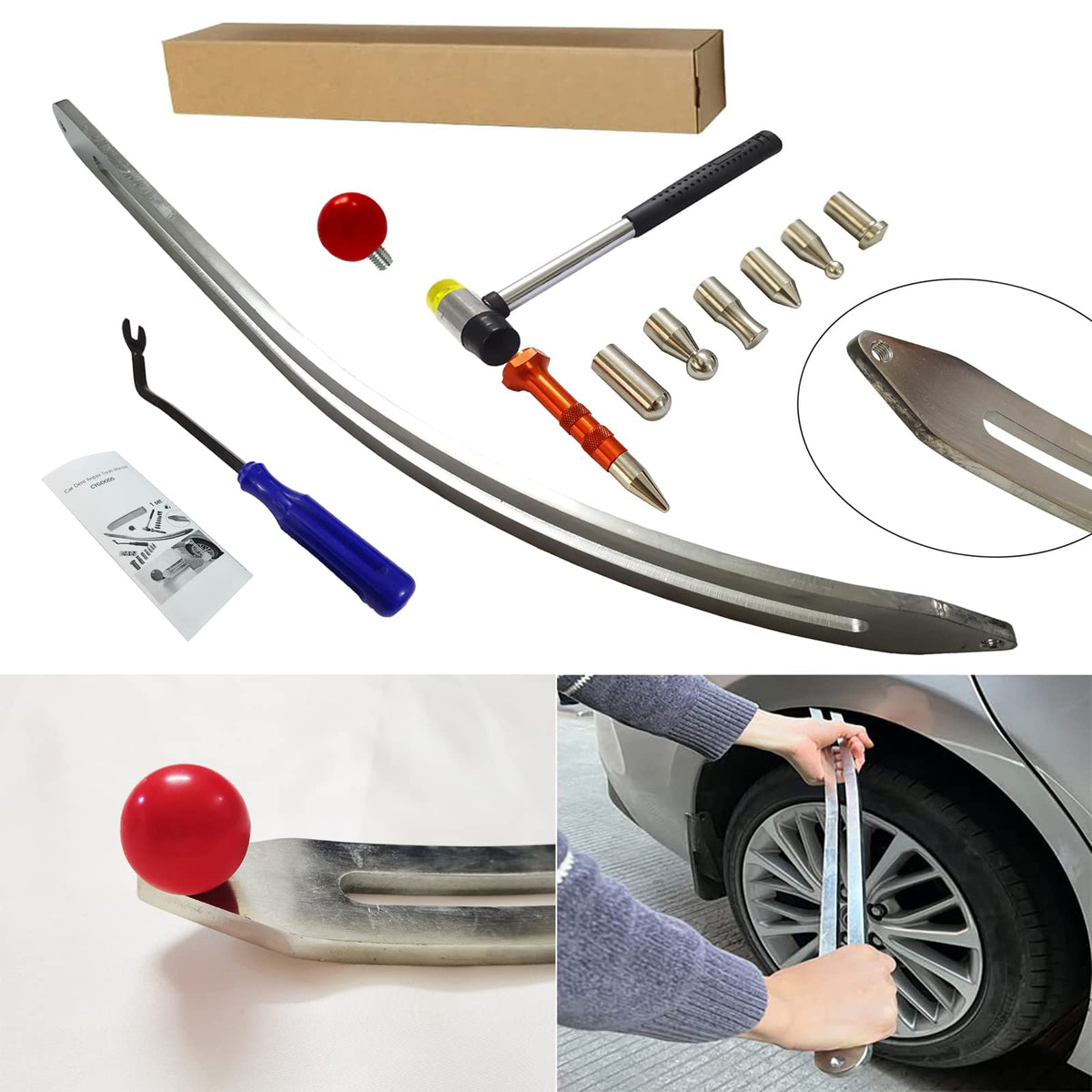 CYGOODS front kit layout showing all rods and tools for complete dent repair
