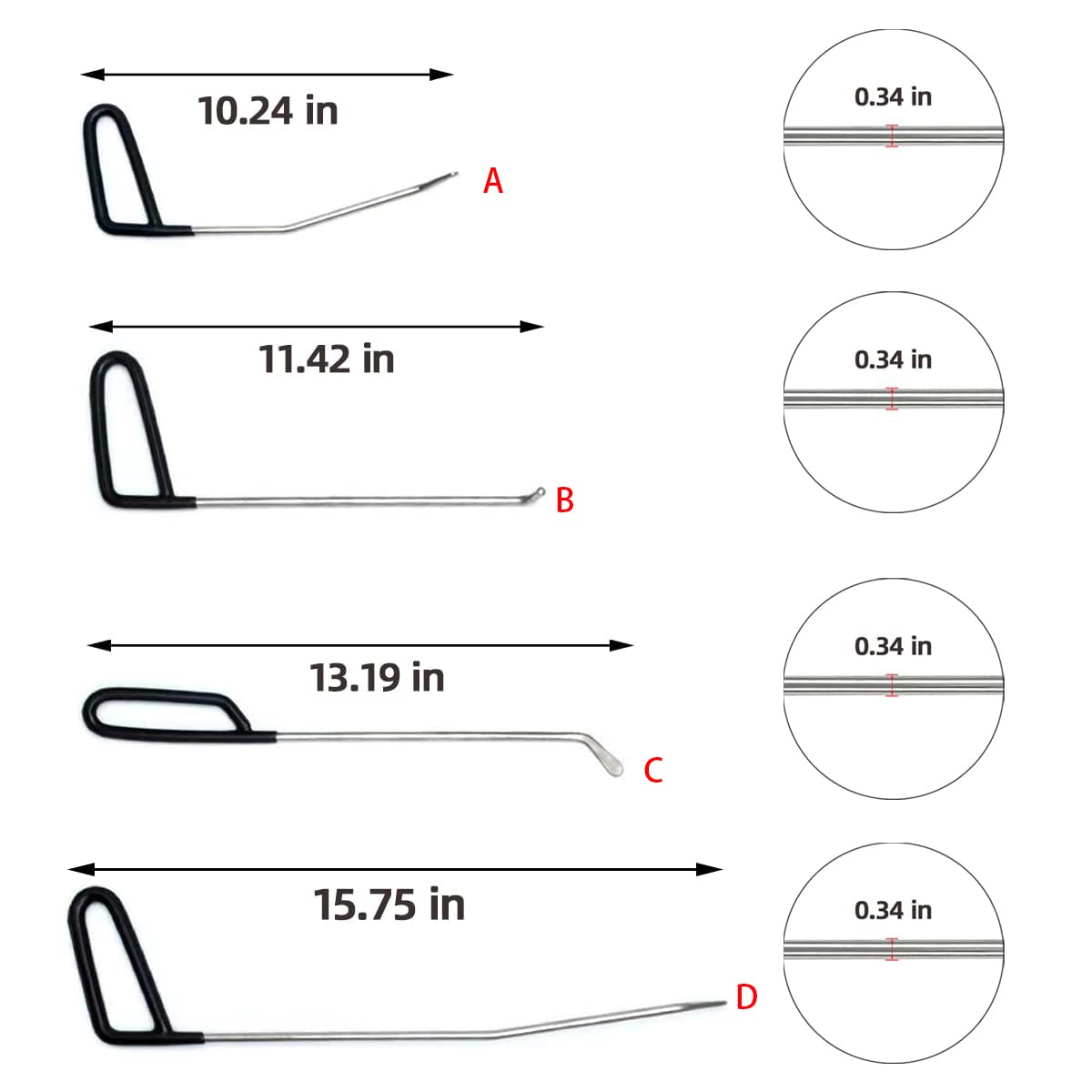 CYGOODS rods beside a ruler to show length options and scale for accessing different panel areas