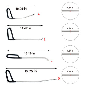 CYGOODS rods beside a ruler to show length options and scale for accessing different panel areas