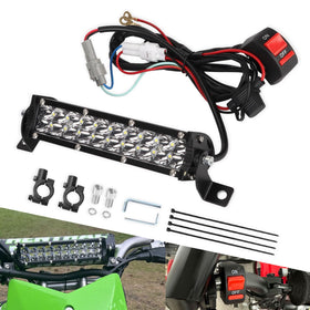 Cylemoto front view LED light bar showing bright beam and compact design benefit