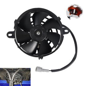 Cylemoto installed on a dirt bike radiator in use for better low-speed cooling