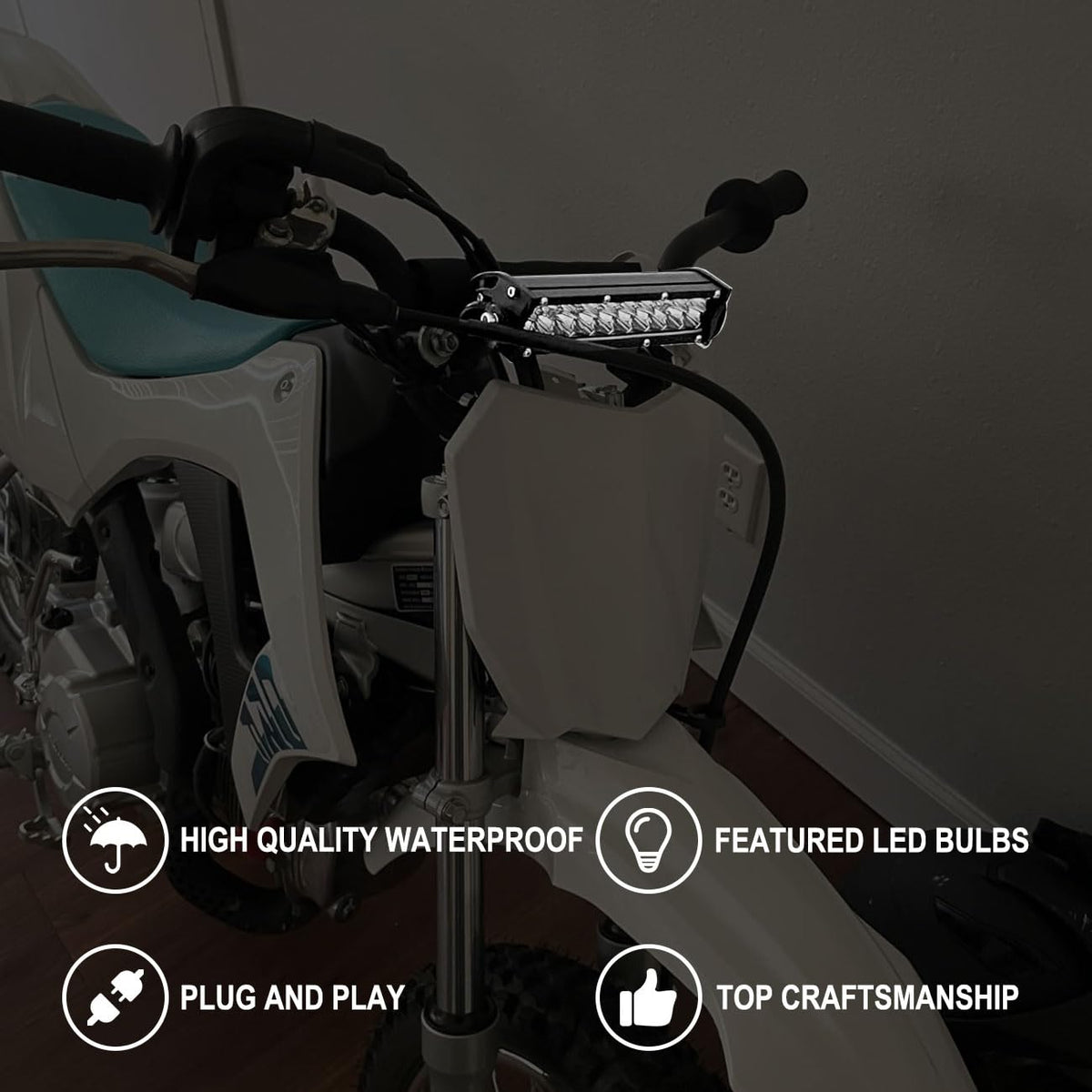 Cylemoto light bar next to ruler showing compact scale and easy fit benefit