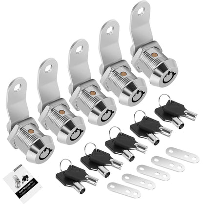 Cylinnda front view of five cam locks showing compact pack and easy replacement benefit