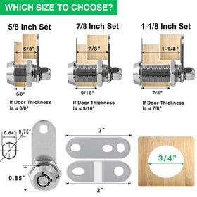 Cylinnda ten matching metal keys and five locks arranged to show keyed-alike convenience