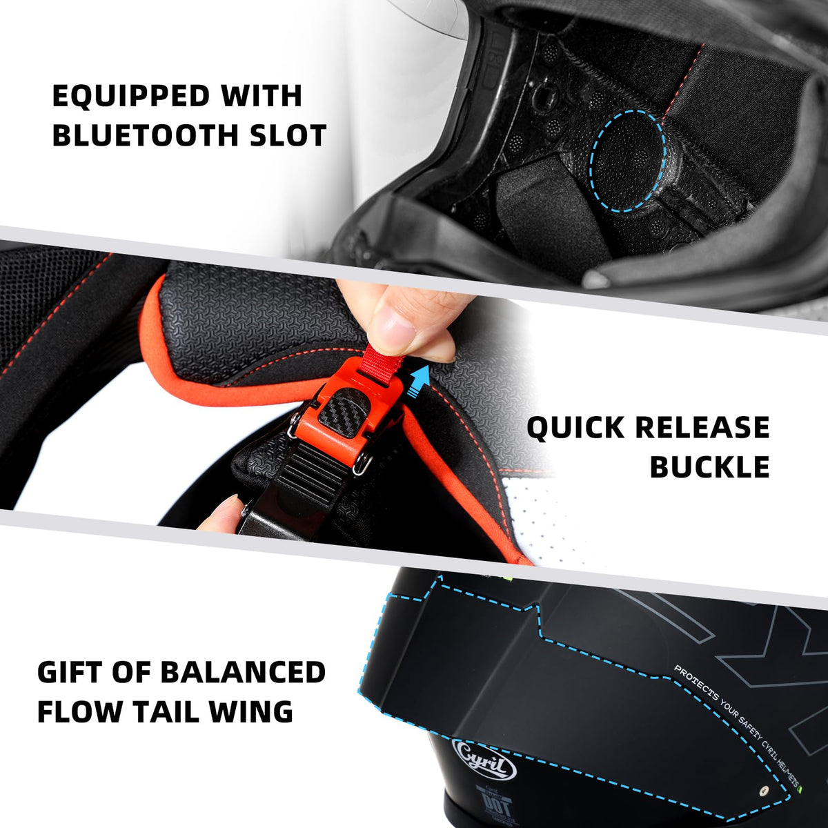 CYRIL dual visors closeup highlighting quick-release system and convenience