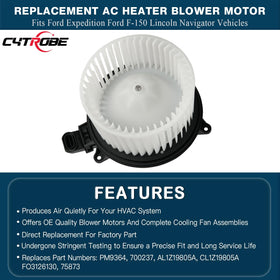 CYTROBE blower motor installed under dash, demonstrates correct fitment in vehicle
