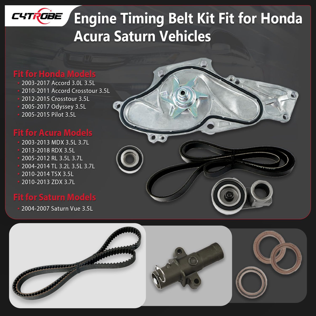 CYTROBE timing belt closeup displaying tooth profile for precise engine timing