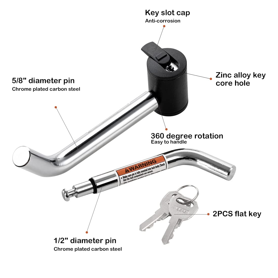 CZC AUTO close-up of both 1/2" and 5/8" pins highlighting versatility