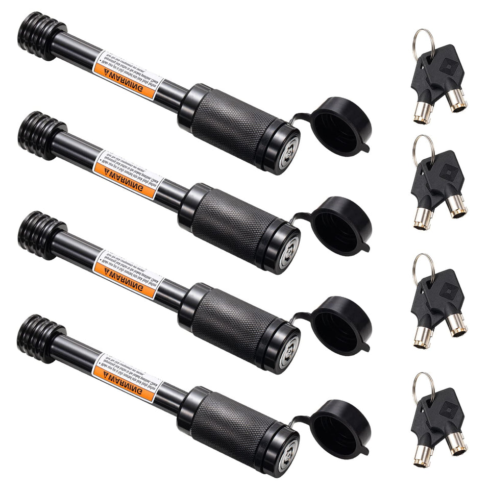 CZC AUTO front view of 4-pack hitch locks showing included keys and packaging, quick identification benefit