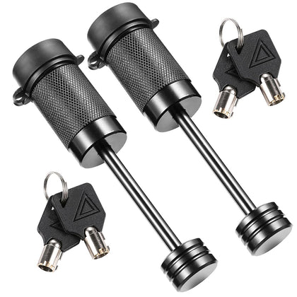 CZC AUTO front view of two coupler locks showing compact pack and keys, secures trailer