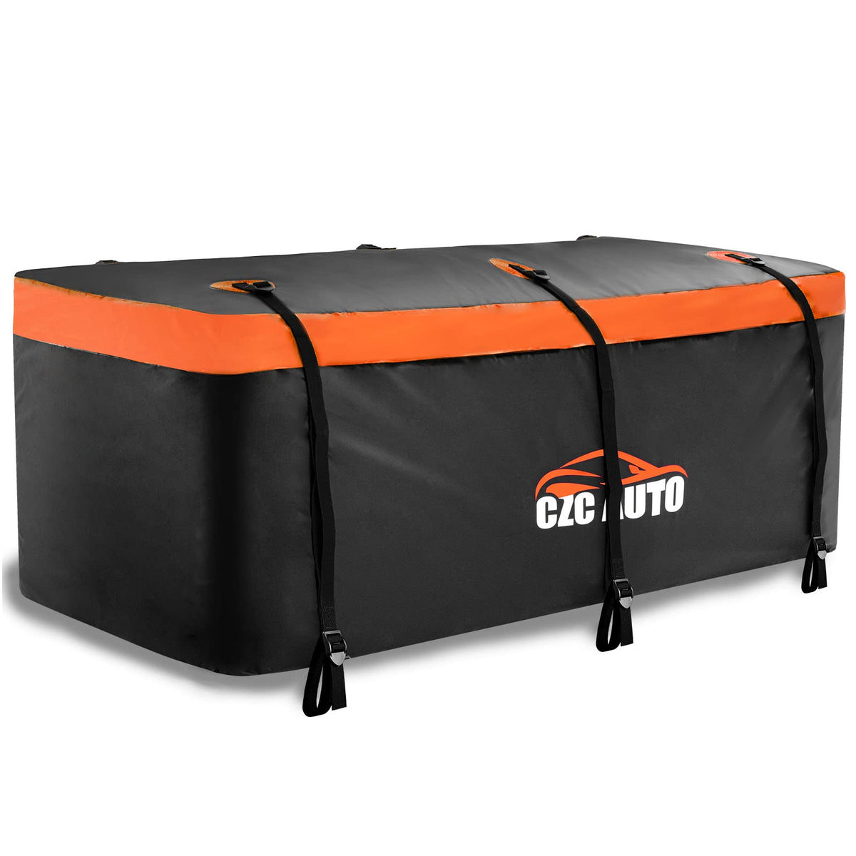 CZC AUTO front view of hitch cargo bag showing capacity and protection