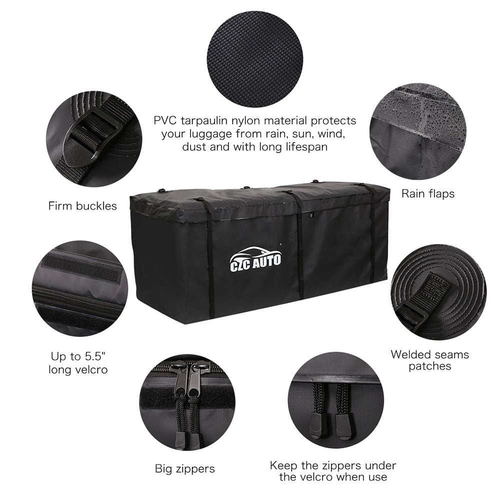CZC AUTO close-up of three-sided zipper and Velcro flap for weatherproofing