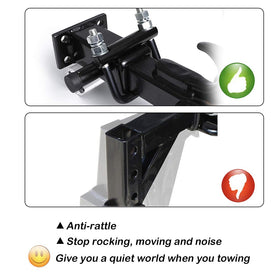 CZC AUTO clamp installed with bike rack demonstrating secure, wobble-free towing benefit