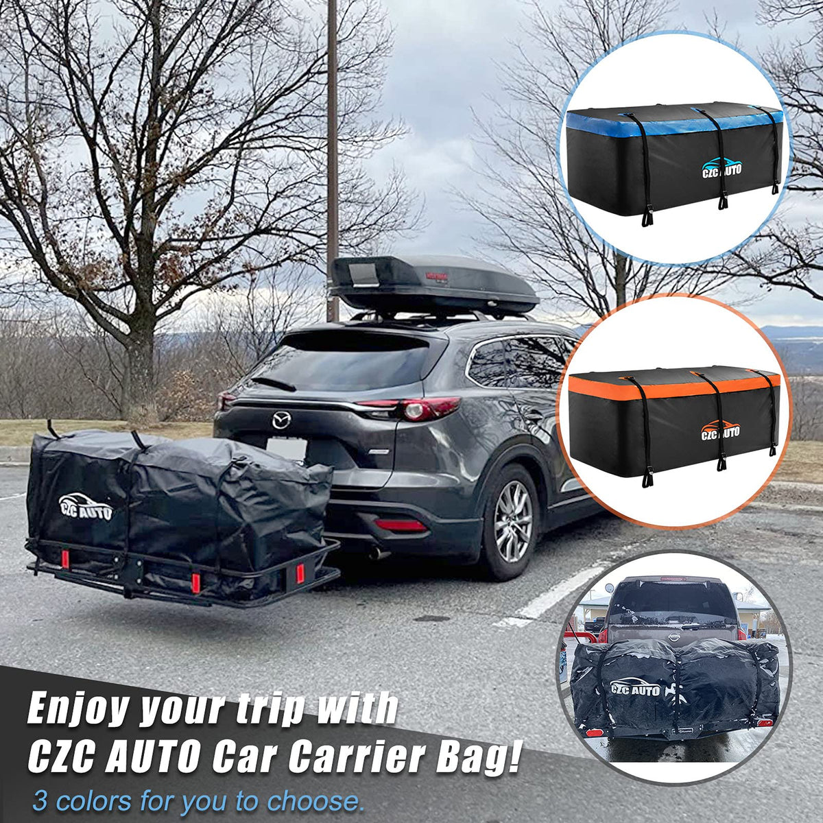 CZC AUTO adjustable tie straps detail showing secure attachment benefit