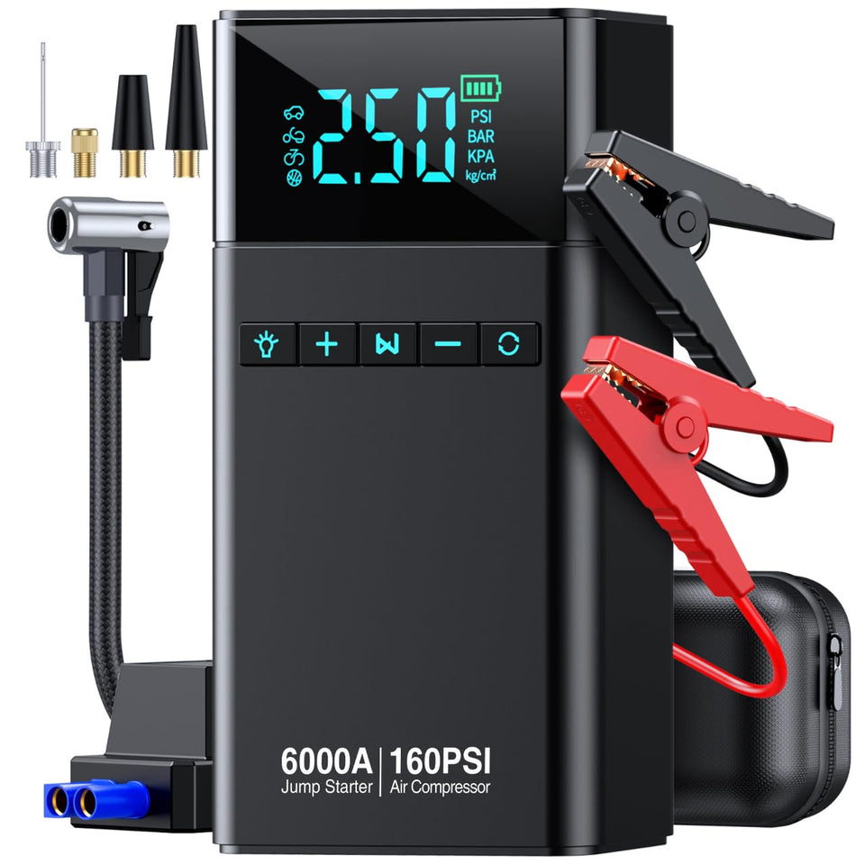 CZKBG front view showing compact jump starter and controls for quick roadside help