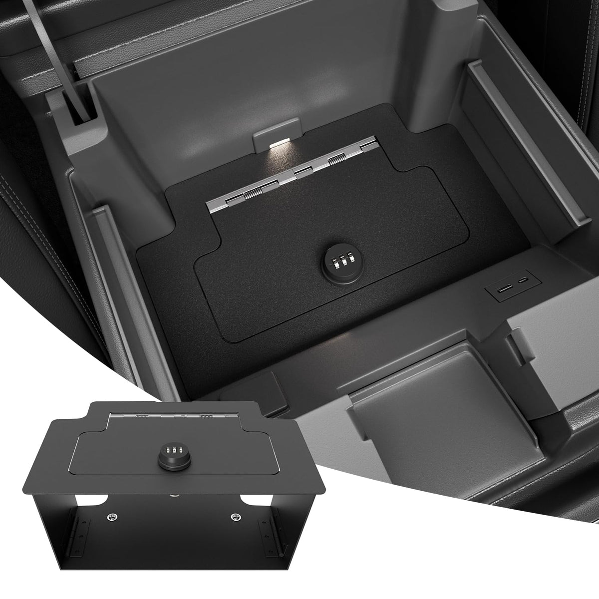 CZmenghe front view of console safe showing compact profile and clean fit