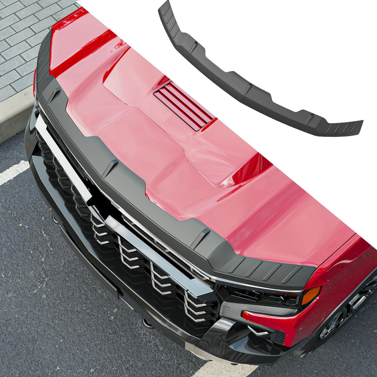 CZmenghe front view of hood protector showing fit and sleek look benefit