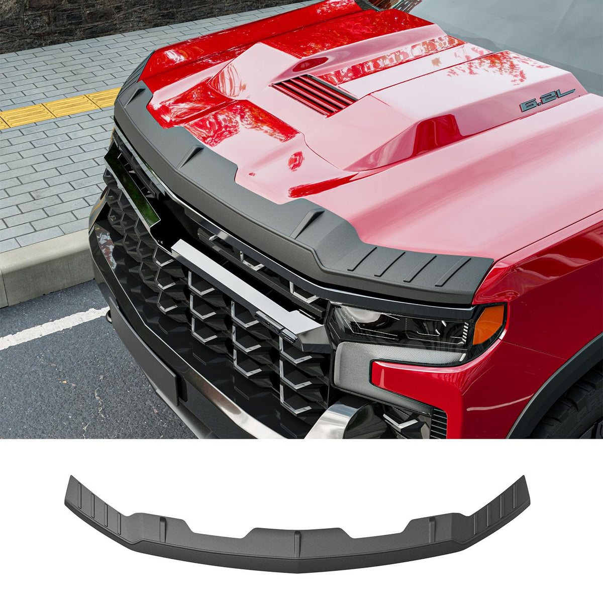 CZmenghe front view of hood protector showing fit and styling benefit