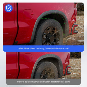 CZmenghe installed on Silverado rear wheel arch demonstrating debris shielding benefit