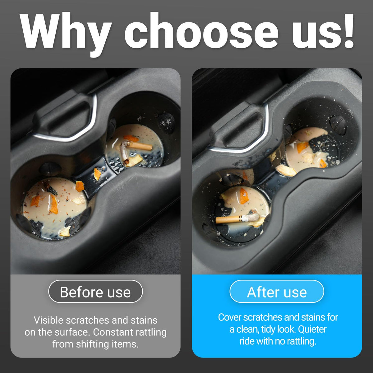 CZmenghe lifestyle shot in vehicle interior highlights tidy console benefit