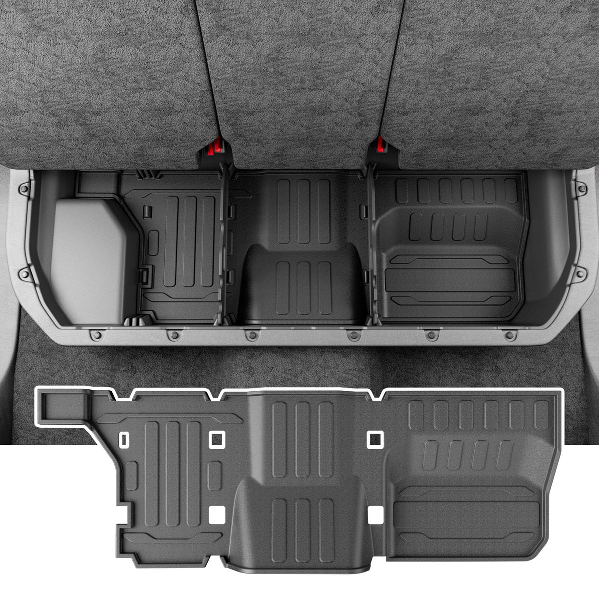 CZmenghe front view of under-seat mat showing precise fit and protection