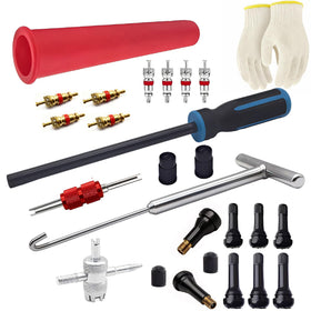 CZRWJXW front view of complete valve stem removal kit showing included tools and parts for quick repairs