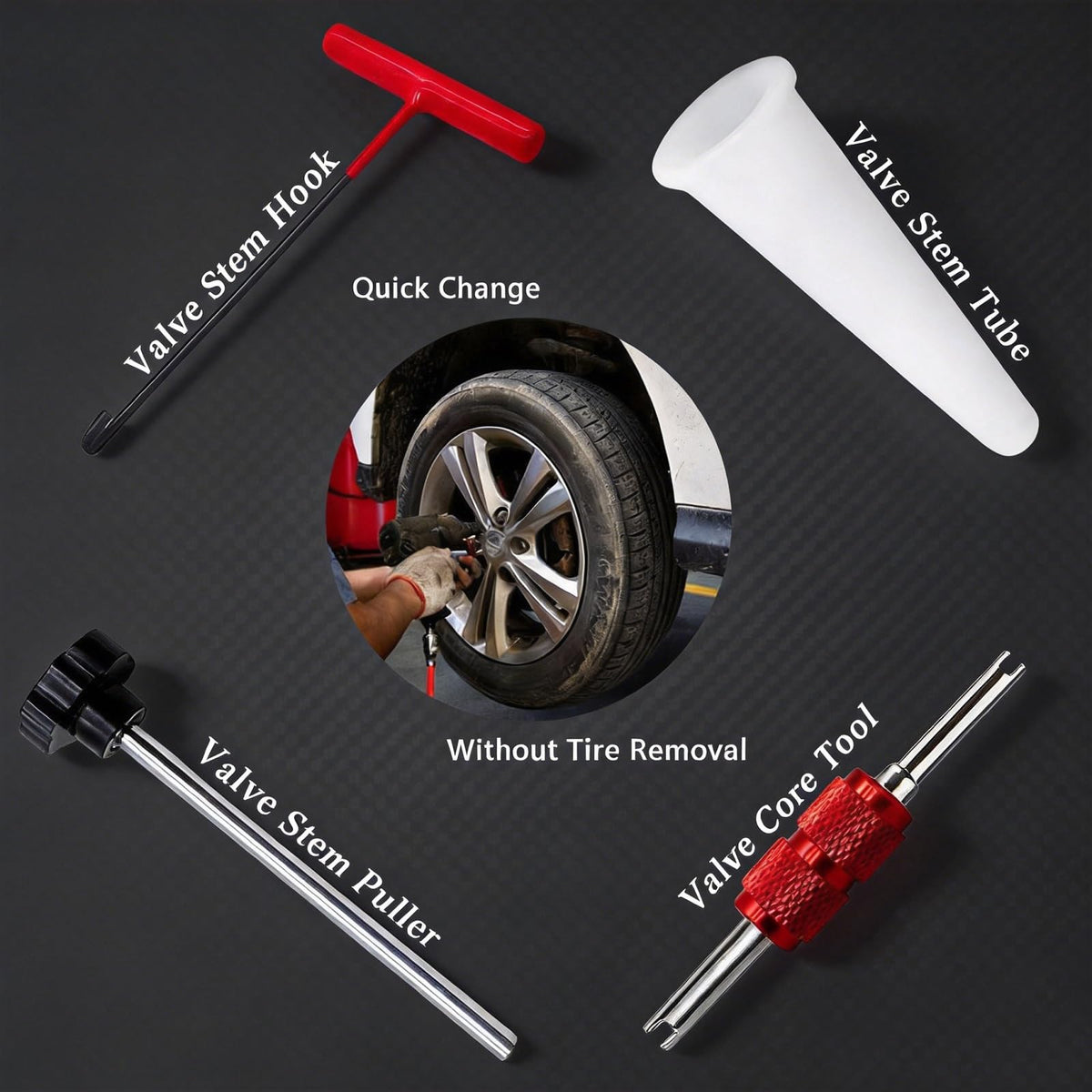 CZRWJXW metal and plastic valve core tools closeup for precise core work