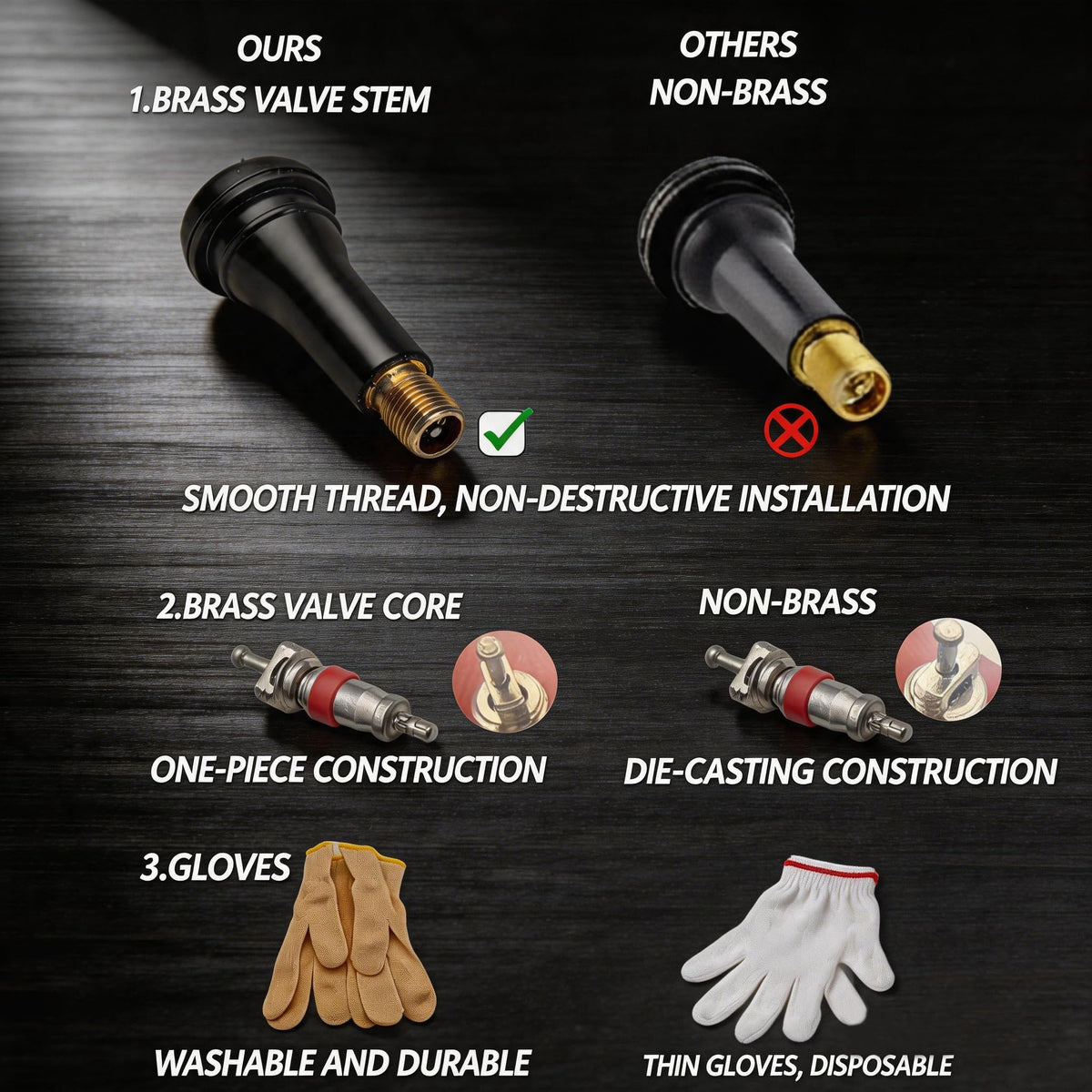 CZRWJXW hardened valve stem hook detail showing rust-resistant metal and sturdy tip for reliable extraction