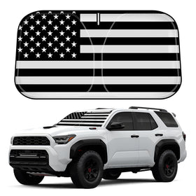 D-Lumina front view of American Flag sunshade fitting Toyota 4Runner, protects interior
