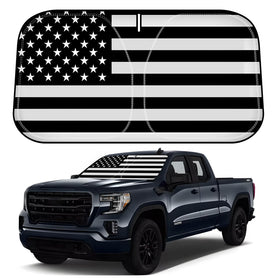 D-Lumina front view showing American flag sunshade protecting windshield and blocking heat