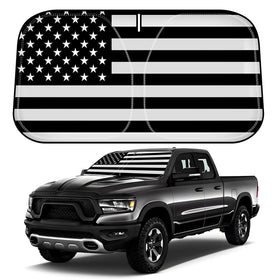 D-Lumina front view on Ram windshield showing American flag graphic and full coverage benefit