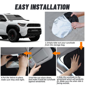 D-Lumina sunshade installed inside a Toyota 4Runner demonstrating full windshield coverage