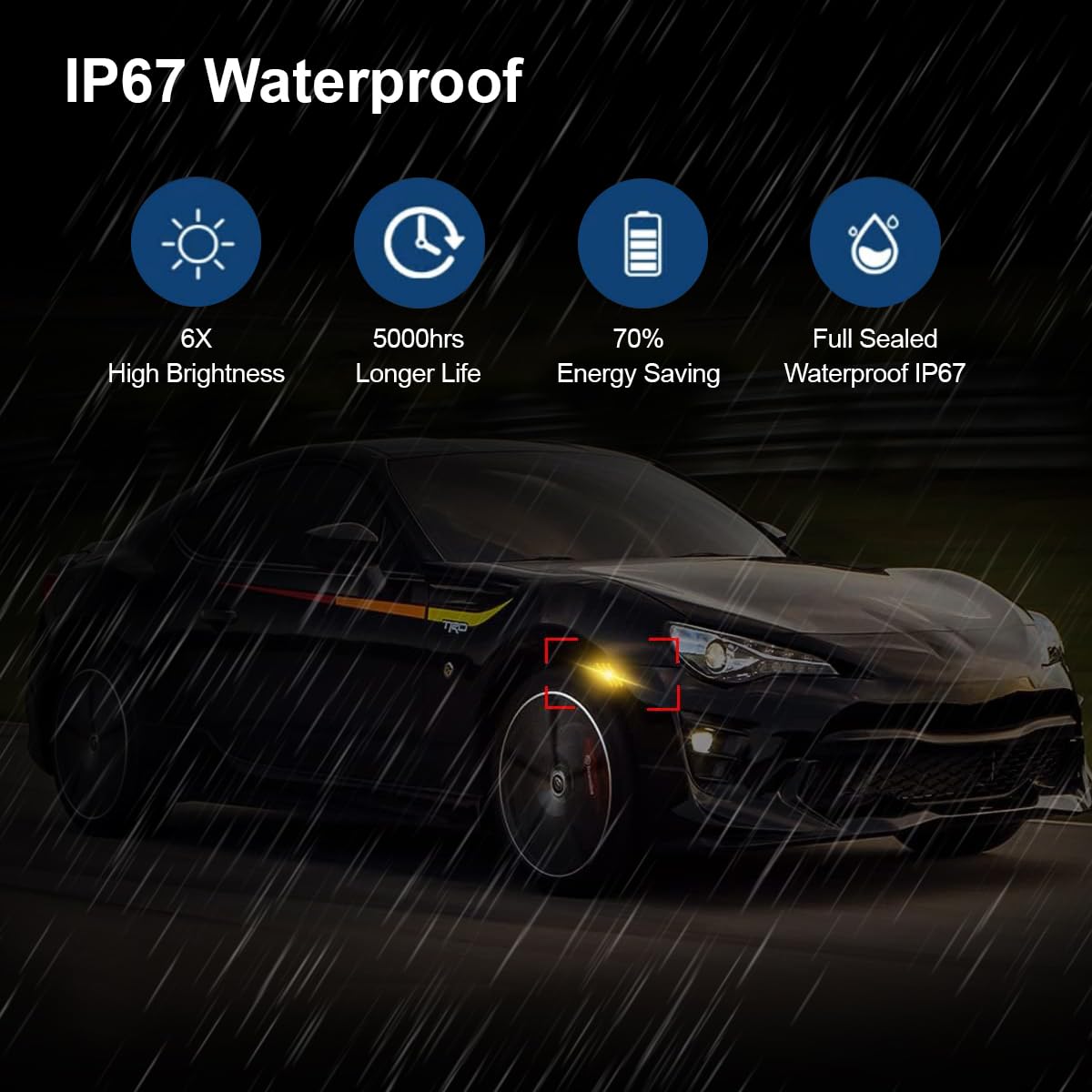 D-Lumina installed at night on BRZ showing stronger side visibility benefit