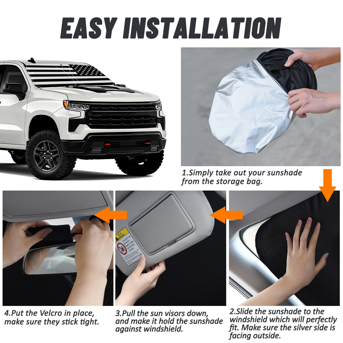 D-Lumina installed on Silverado windshield delivering heat reduction benefit