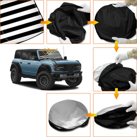 D-Lumina shade on parked Bronco outdoors showing patriotic style benefit