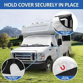 D-Lumina cover alongside measuring ruler illustrating custom-fit dimensions for Chevy RVs
