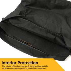 D-Lumina straps and snap hook securing bag to vehicle cargo rings