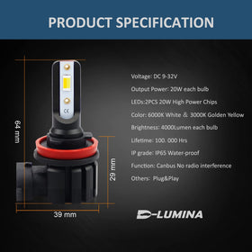 D-Lumina yellow beam cutting through fog to improve contrast in poor weather