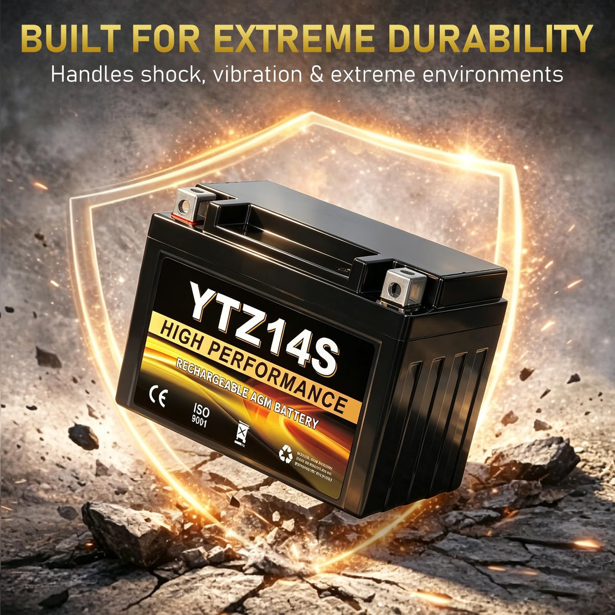 Daakmax battery in riding scenario illustrating vibration resistance benefit