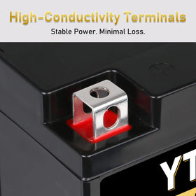 Close-up of Daakmax YT7B-BS label showing specifications and quality certifications