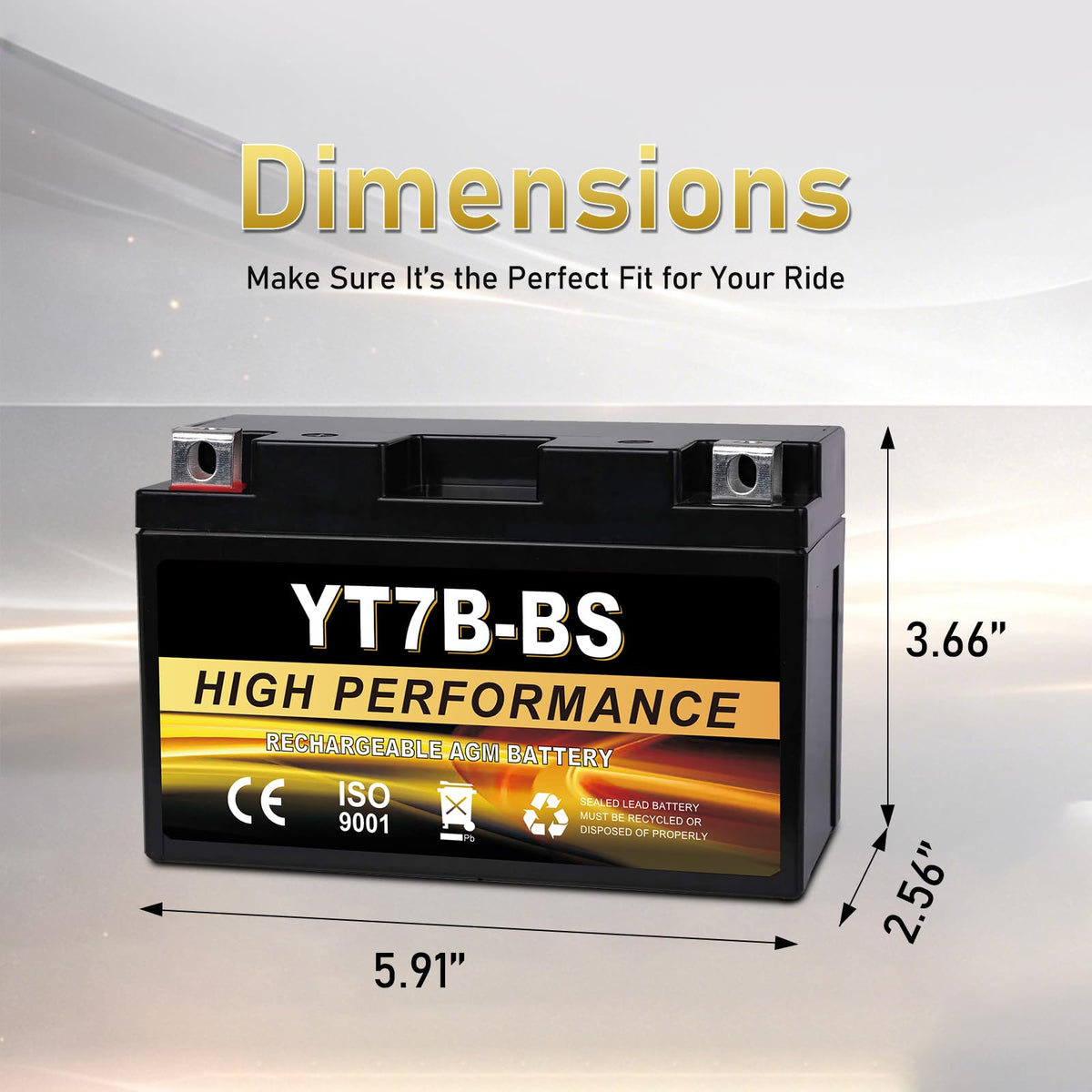 Daakmax YT7B-BS top terminals left positive and right negative for fast installation