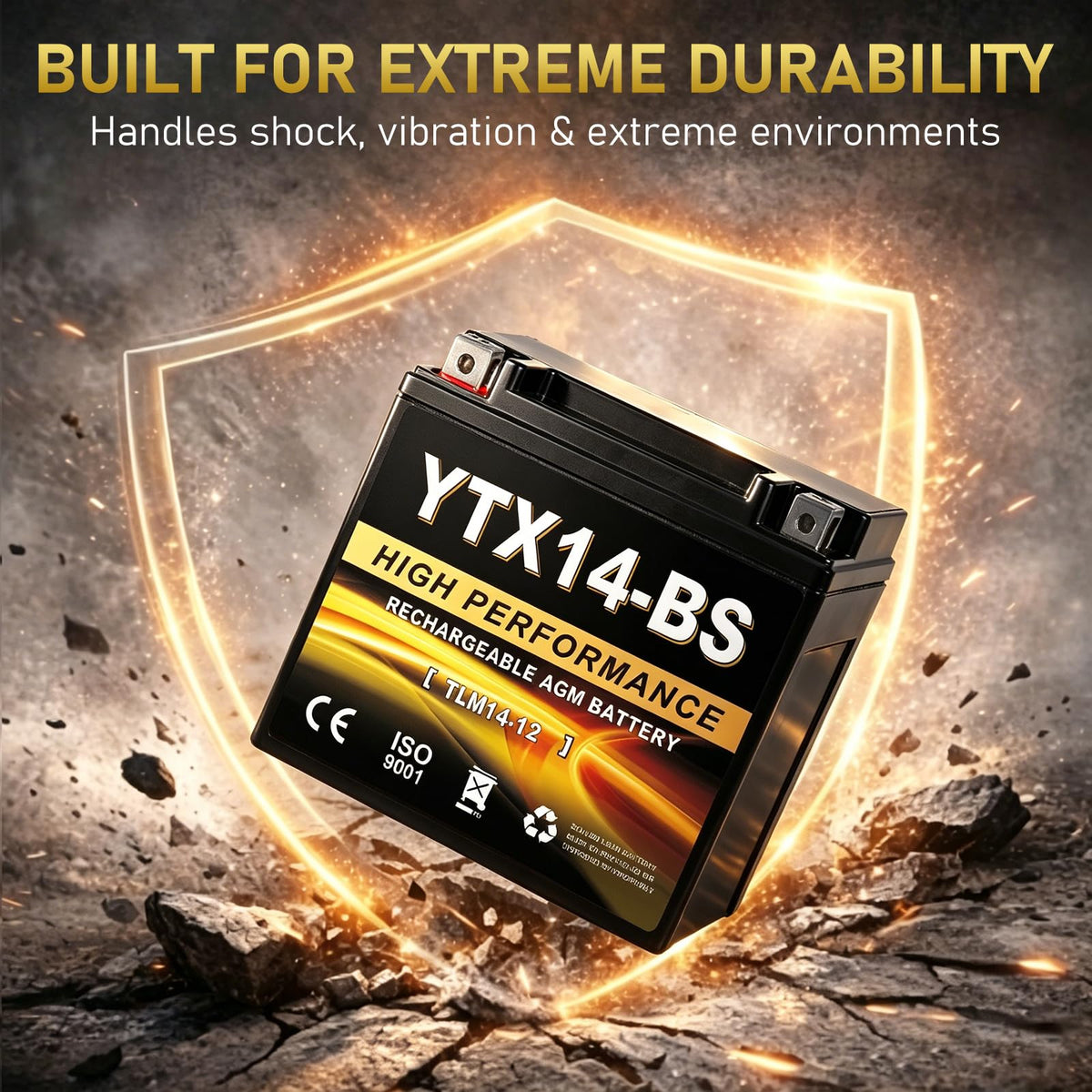Daakmax YTX14-BS mounted in a jet ski showing splash-resistant sealed benefit