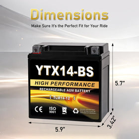 Daakmax YTX14-BS top terminals close-up showing left positive layout benefit