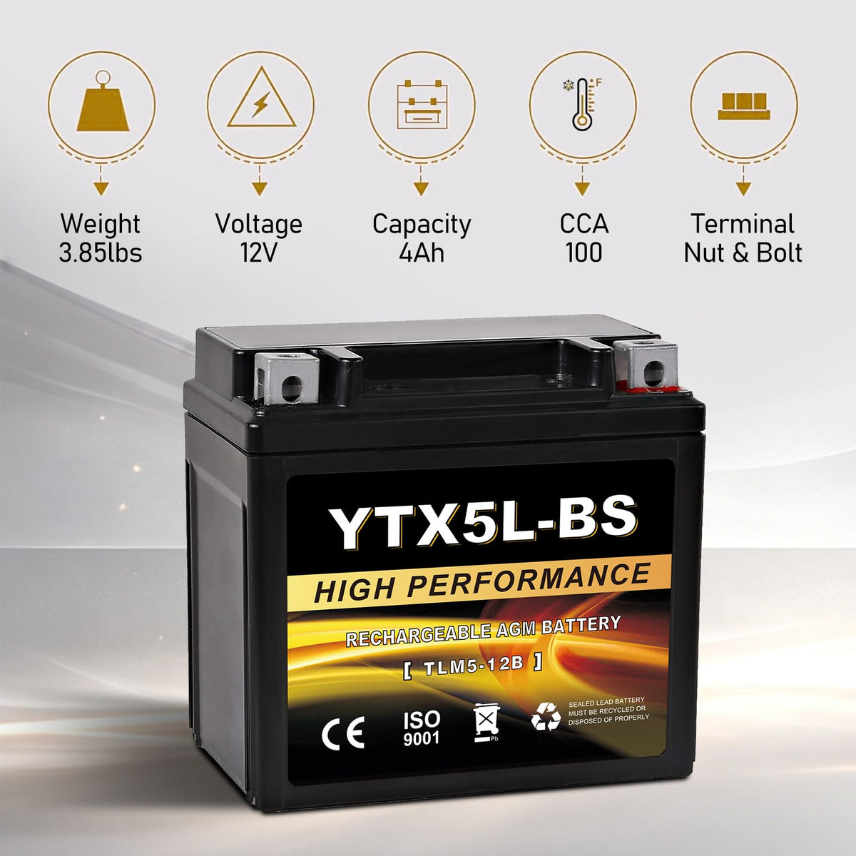 Daakmax battery side dimensions view highlighting compact fitment in tight spaces