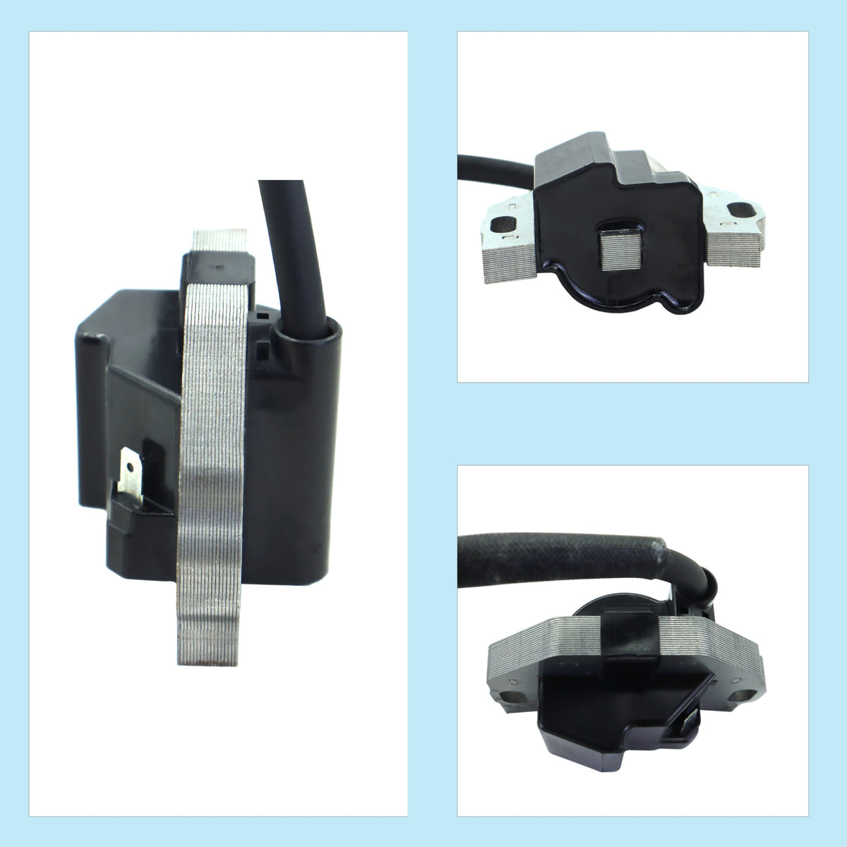 DABAZUALY ignition coil next to ruler for scale confirming compact replacement dimensions