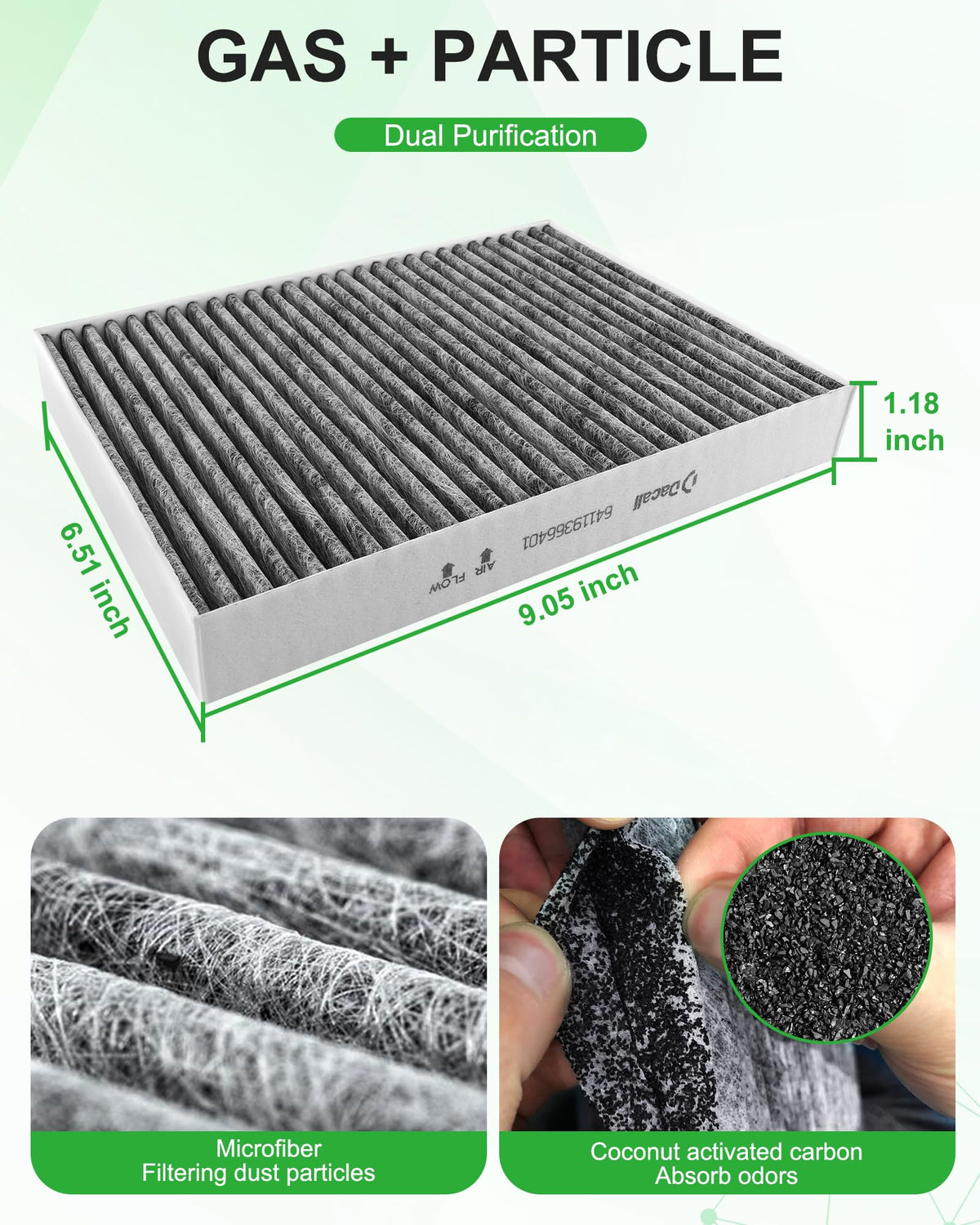 Dacall activated carbon layer detail reducing odors and gases