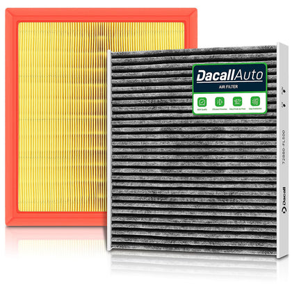 Dacall cabin and engine filter combo front view showing both filters and packaging benefit clean replacement