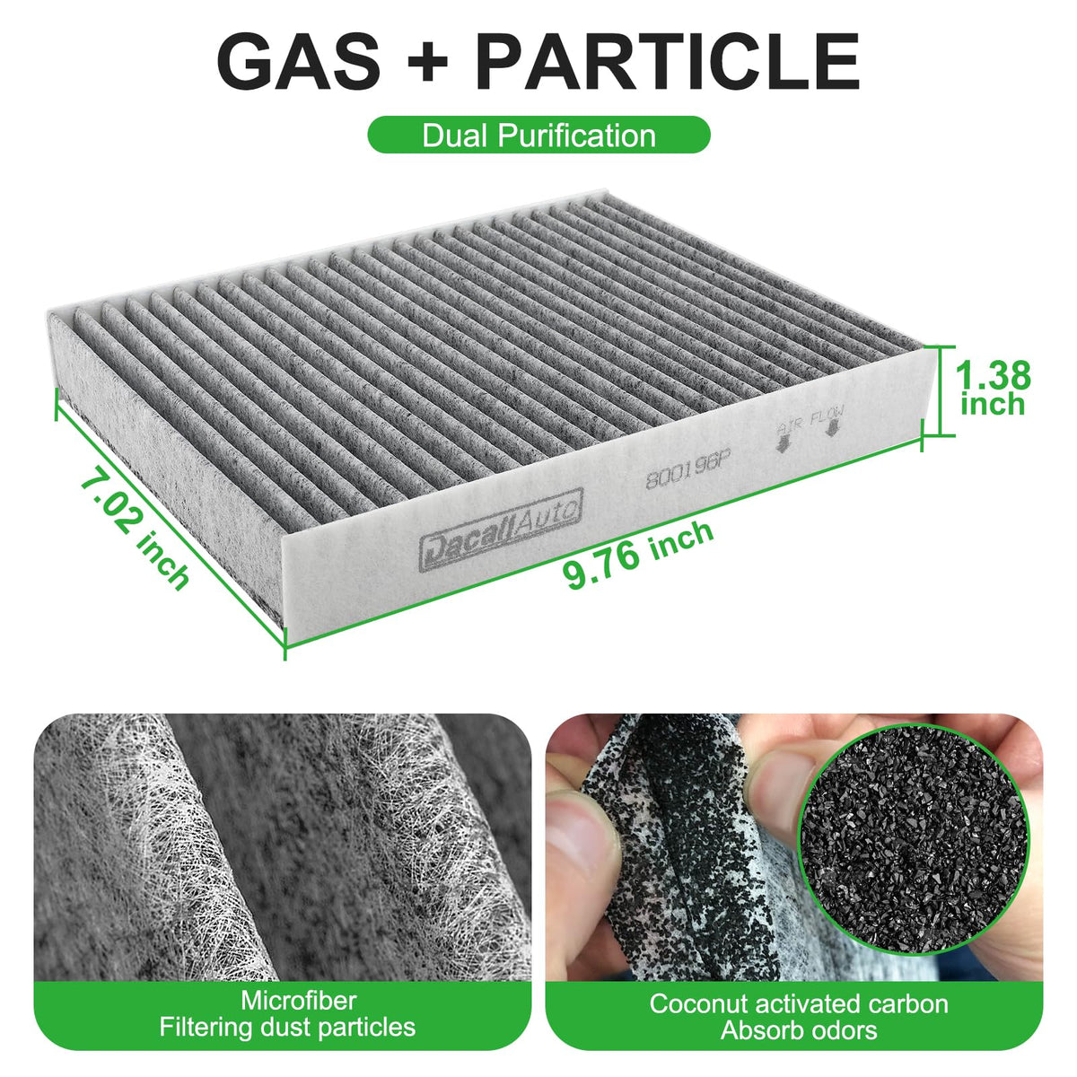 Dacall cabin filter with activated carbon layer reducing odors